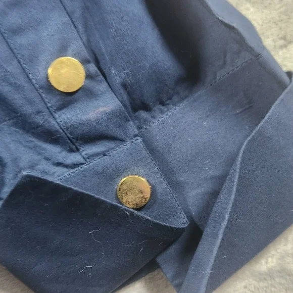 Gretchen Scott Womens Navy Blue Cotton Drawstring Waist Shirt Dress Small - Picture 9 of 10